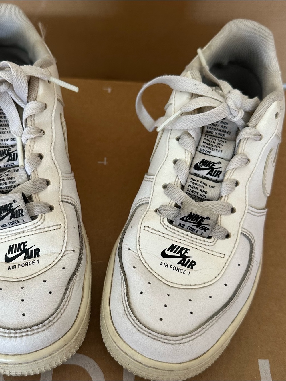 Nike Kids White and Light Gray Air Force 1 Sneakers